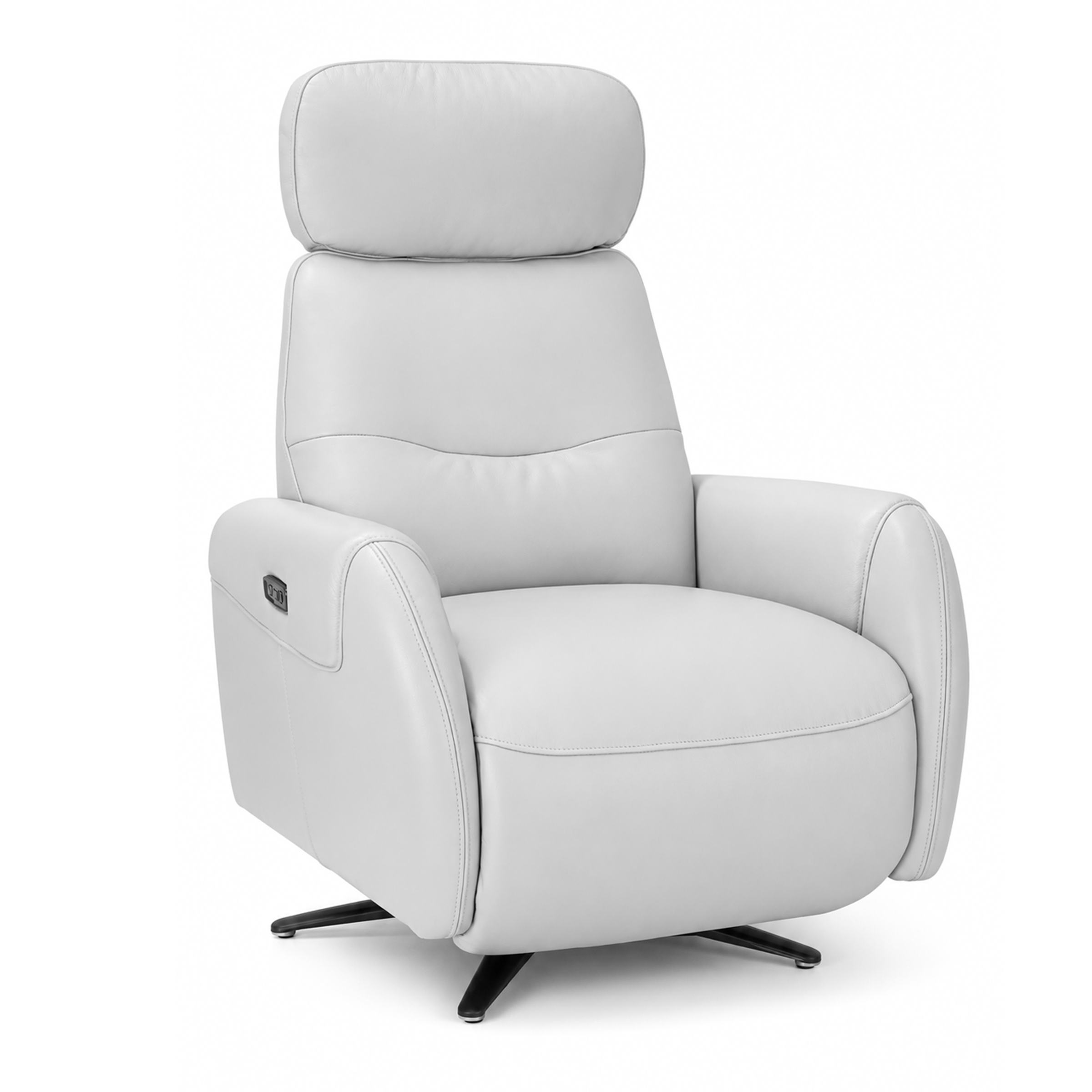 Venosa frost leather recliner armchair in Edmonton with swivel base and light top-grain leather