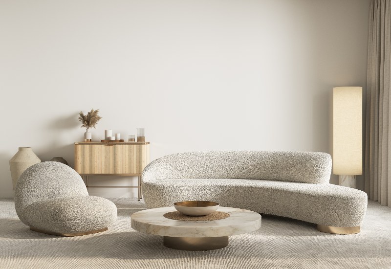Contemporary modern white and beige interior with furniture in Edmonton, AB